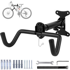1 Set Bicycle Expandable Wall Hanger - Horizontal Bicycle Indoor Storage Rack | Bicycle Wall Mount Rack Hooks - Bike Hook for Road, Mountain or Hybrid Bikes(Stretchable, 1Set)
