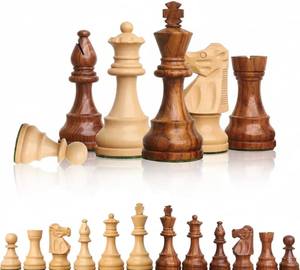 Collector Edition Wooden Chess Pieces Chess Coins Pawns Chessmen Figurine Pieces (Brown & White)