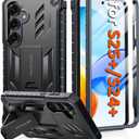 FNTCASE for Samsung Galaxy S25-Plus Case: for Samsung S24-Plus Case Military Grade Drop Proof Protection Mobile Cover with Kickstand | Matte Rugged Shockproof Protective Sturdy Phone Case (Black)
