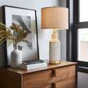 USumkky 25" Table Lamps Set of 2 - Modern Bedside Lamps for Living Room - White Washed Ceramic Nightstand Lamps for Bedroom