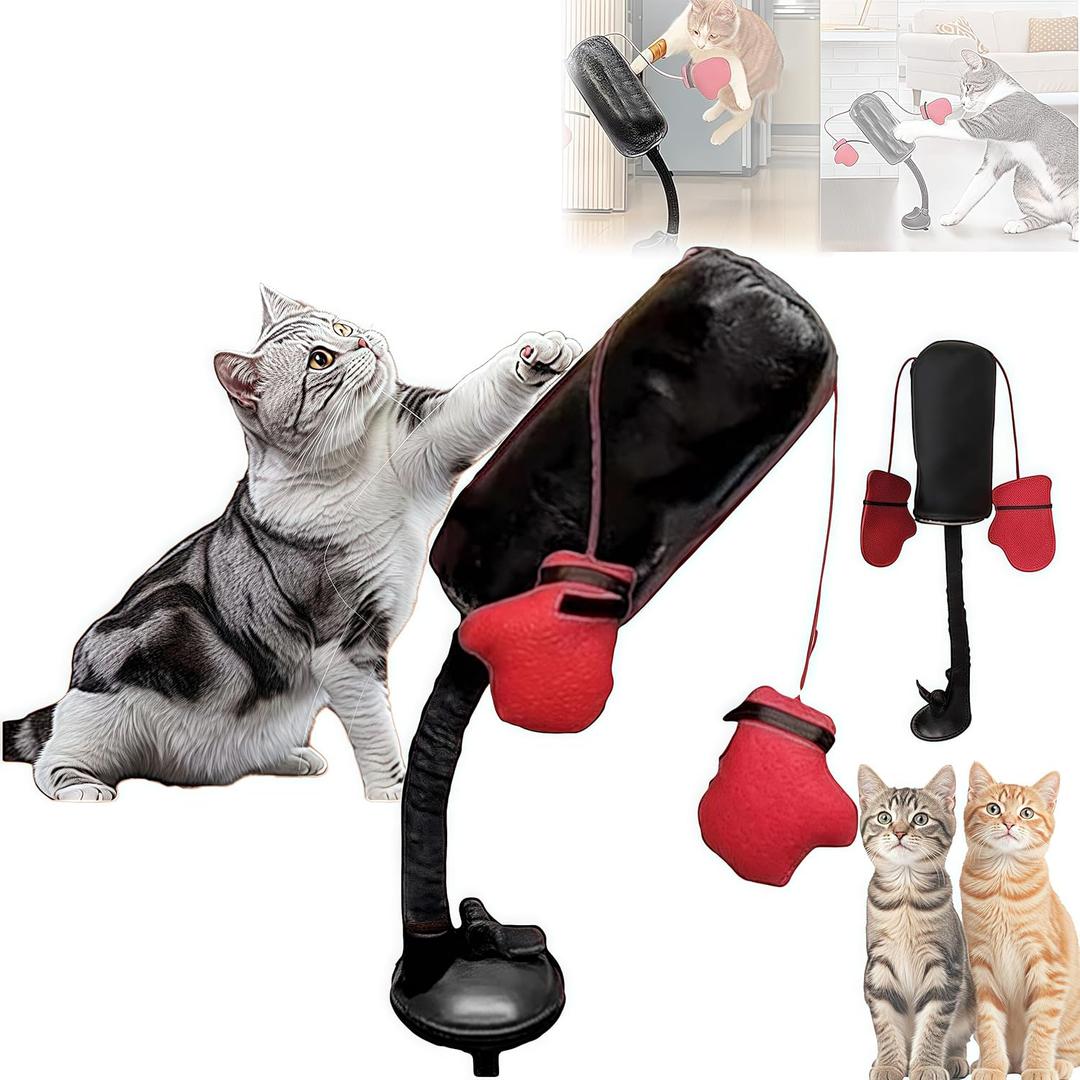 Cat Punching Bag Toy  Interactive Cat Boxing Toy with Springy Bobbing Action, with Dangling Boxing Gloves, Punching Bag Play Gym, Action Indoor Kitten Exercise and Fun Activity