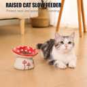 Ceramic Cat Slow Feeder, Cute Mushroom Shape Elevated Food Bowl, Shallow Raised Cat Dish, Anti Vomiting Whisker Fatigue Bowls