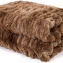 lifein Fall Throw Blanket for Couch-Soft Faux Fur Fuzzy Plush Brown Throw Blanket,Cozy Winter Chunky Fluffy Furry Blanket,Comfy Sherpa Throws&Blanket for Bed,Sofa,Chair,Home Decor,Gift(Brown,50"x60'') (C.tie-dye Taupe)