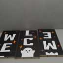 Halloween Welcome Sign Porch Outdoor Wooden Signs Ghost Large Standing Home Front Door Yard Party Decor 48x8 Inch