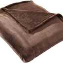HYSEAS Flannel Fleece Throw Blanket Chocolate - Super Soft Plush Microfiber Solid Blanket for Couch, Bed, Chair, Sofa - Fuzzy Cozy Lightweight - 50x60 Inch