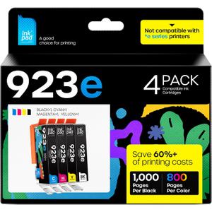 923e Ink Cartridges Combo Pack Compatible with HP 923 923e Ink Cartridges (with Chip) Replacement for HP OfficeJet Pro 8120 8123 8130 8133 Printers (BK/C/M/Y)