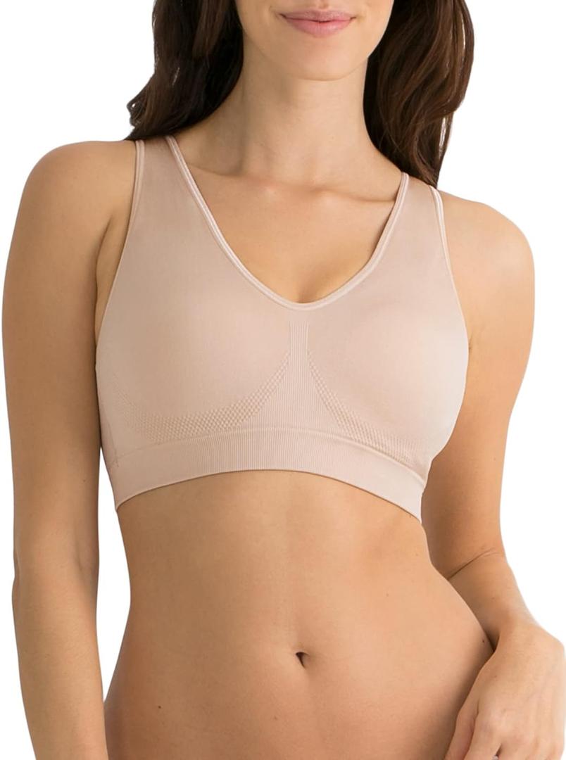 Fruit of the Loom Women's Seamless Pullover Bra with Built-in Cups (Large, In the Buff)