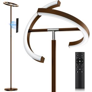 SIBRILLE Brown Floor Lamp, Modern Stepless Dimmable Standing Lamp with Remote Control, 22W 3000-6000K LED Rotatable Floor Light Uplighter Stand up Lamp Tall Lamp for Living Room Bedroom Office