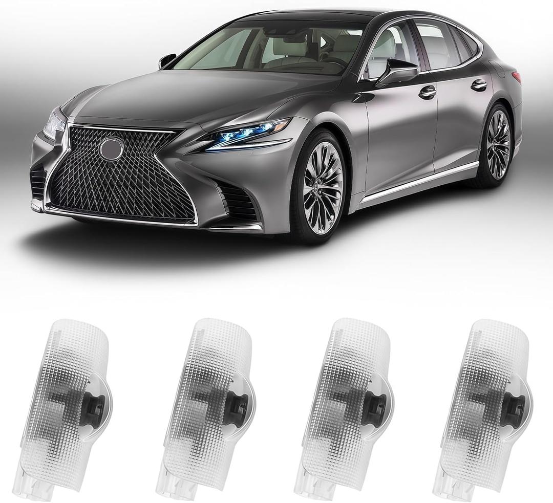 4Pcs Car Door Lights Logo Projector Compatible with LS/ES/is/LX/RX/GS/GX/RC/UX Car Accessories, No Fade HD LED Car Welcome Projector Lights, 3D Ghost Shadow Puddle Light