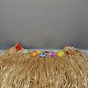Luau Party Table Skirt Decorations, 4PCS Gold Hawaiian Themed Grass Table Skirt, 108 X 29.5" Flower Tropical Hula Dance Parties Supplies, Table Skirt for Hawaiian Summer Beach Themed Party Decor
