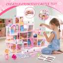 Doll House for Girls, Dream Dollhouse 4-Story 15 Rooms with 2 Dolls, Lights, Animals, Furniture and Accessories, Pretend-Play Toddler Playhouse Gift for 3 4 5 6 7 8 9 10+ Year Old Girls Toys