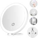 Mocado 30x Magnifying Mirror with Light, 6" Travel Magnifying Mirror with 3 Suction Cups, Lighted Makeup Mirror with 30x Magnification, 3 Colors Lighting, Stable Stand, Handheld Mirror(White)