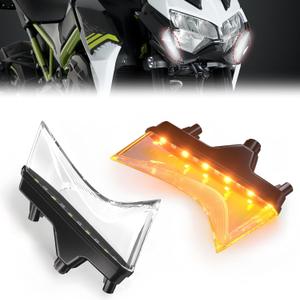 LED Motocycle Turn Signal Lights for Kawasaki Z900 Z650 20-25, White & Amber Daytime Running Front Lights Headlight for Kawasaki Z900 / Z650 / Z900 ABS / Z900 SE ABS 2020-2025 Accessories