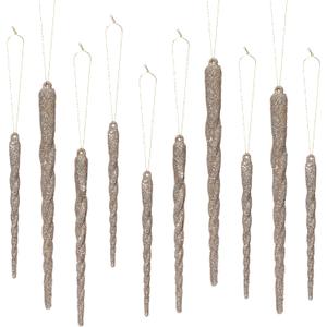 Boao 36 Pieces Icicles Ornament Set 5.12-7.8 Inch Twisted Acrylic Drop Icicle Christmas Tree Hanging Ornaments Decorations for Christmas Wedding Winter Holiday (Champagne)