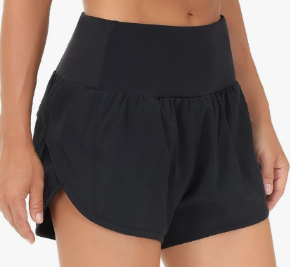 THE GYM PEOPLE Womens High Waisted Running Shorts Quick Dry Athletic Workout Shorts with Mesh Liner Zipper Pockets