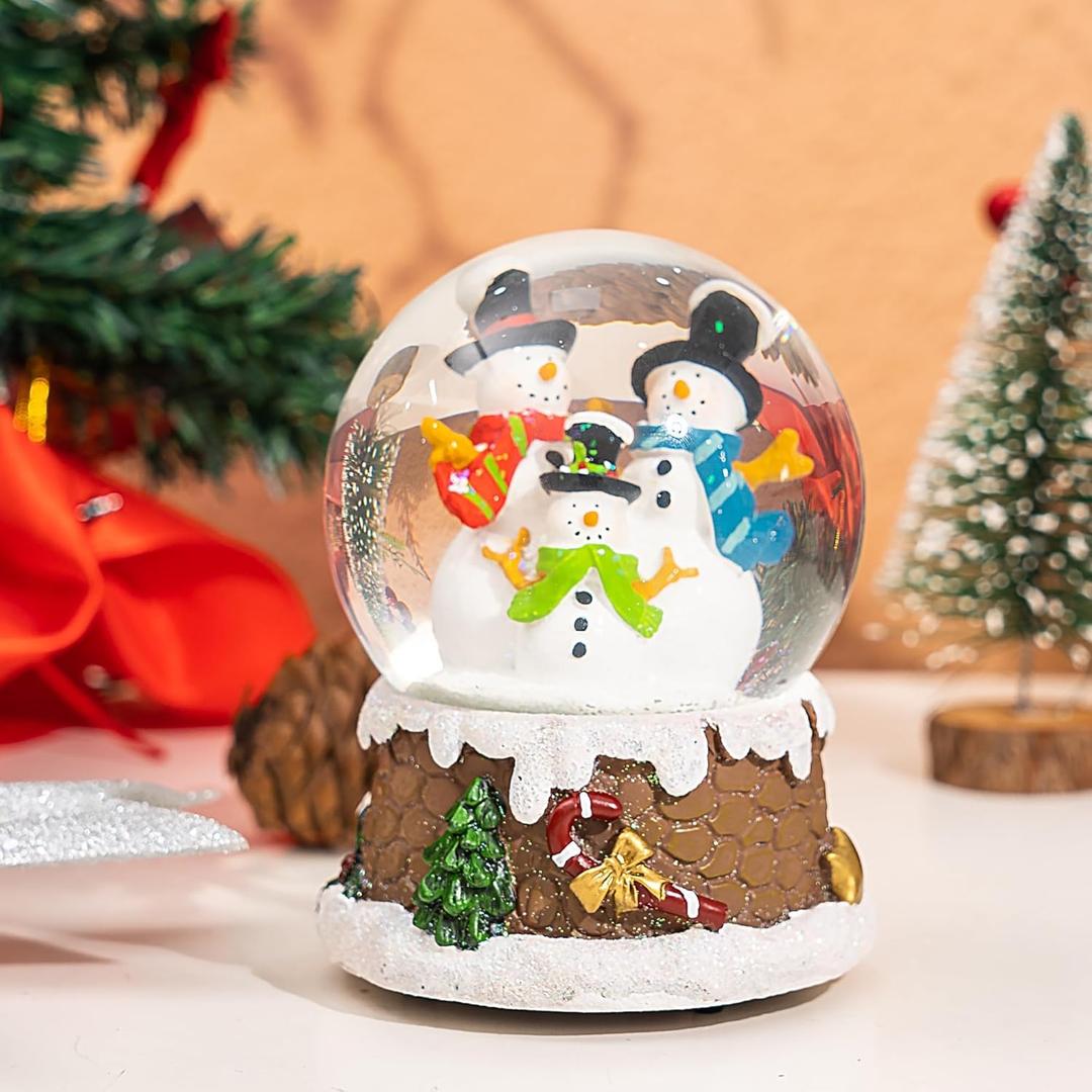 Snow Globes Glitter Water Globe Christmas Snowmen Musical Snow Globe Decoration Plays We Wish You a Merry Christmas, Christma Decor Indoor