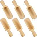 6 Pcs Wooden Scoop 5.5 Inches Beech Wood With Handle - Multipurpose Bath Container for Flour, Tea, Coffee, Seasoning, Cereal, Pepper and More