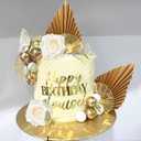 Boho Cake Topper Champagne Rose Cake Decoration White Gold Balls Cake Decoration Gold Palm Leaves Cake Topper Flower Cake Toppers for Wedding Baby Shower Birthday