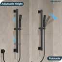 22 Inch Waterfall Rainfall Shower System with Slide Bar Handheld, 3-Function Bathroom Shower Faucet Set for Wall, Pressure Balance Valve Included, Matte Black