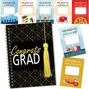 2 x Graduation Gift Card Book 7 x 5 Inch 20 Pages Gift Card Booklet Congrats Grad Organizer Greeting Card College Survival Album Keeper for Graduation Senior Gifts(Black)