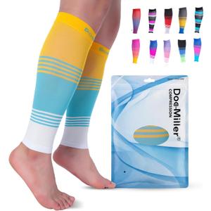Doc Miller Calf Compression Sleeve for Men & Women – 20–30 mmHg Graduated Compression, Footless Compression Socks Alternative for Running, Shin Splints, Swelling, Varicose Veins –Calf Support, 1 Pair, Large