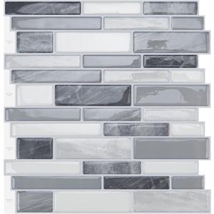 WOWSTAR 10-Sheet Peel and Stick Backsplash Tile for Kitchen Wall, Back Splash Stick On Tiles for Kitchen (12"x 12", Gray)