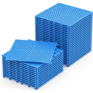 Jocoevol 36-Pcs Interlocking Tile, Indoor/Outdoor Drainage Interlocking Floor Tiles 11.8" x 11.8", Anti-Slip Waterproof Soft PVC Splicing Flooring Tile for Garage Patio Pool Bathroom, Blue