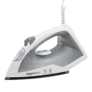 Amazon Basics 1200W 10 Steam Iron, With Non-Stick Teflon Soleplate, 5 Fl Oz Water Tank (150 ML), Auto Shut-Off, Anti-Drip, Anti-Calcification, Thermostat, 6.5Ft Cord, Gray