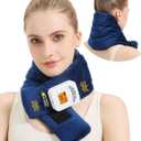 AOBOCO Cordless Neck Heating Pad with Vibration, 5000mAh Rechargeable Neck Massager with Heat for Soreness Stiffness, Portable Heated Neck Wrap, 104-140 Heat Levels, 3 Vibration Modes