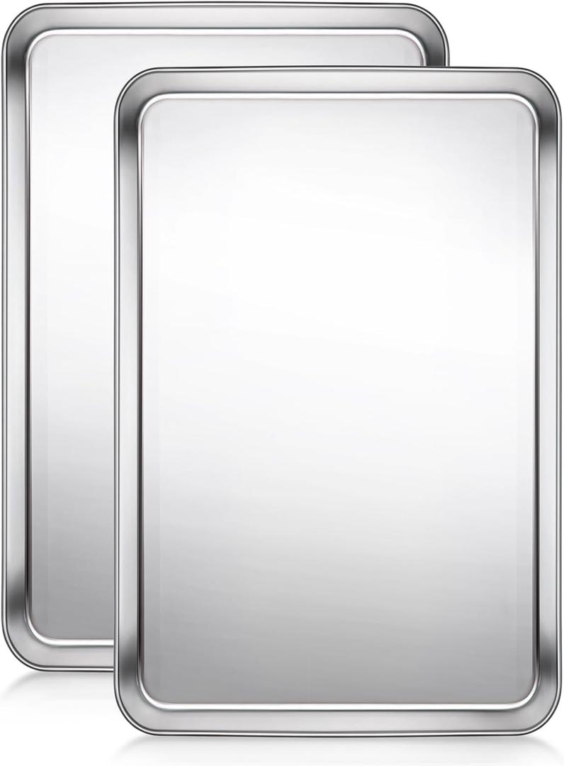 Terlulu Baking Sheet, Cookie Sheet, Stainless Steel Baking Pan, 2 Piece-19.6''x 13.8'' x 1.2'', Large Sheet Pan for Oven, Baking Tray for Baking&Roasting, Nonstick&Nontoxic&Easy Clean