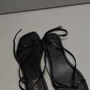 Womens Flats Sandals Square Toe Strappy Ankle Strap Flats, 6