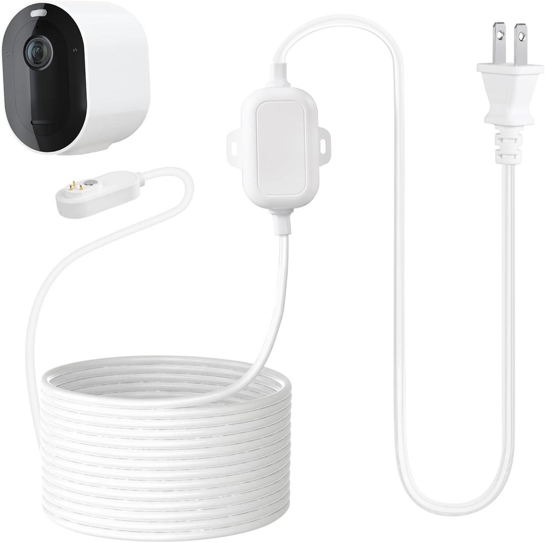 ALERTCAM Magnetic Charging Cable for Arlo Pro 5S/Pro 4/ Pro 3 Floodlight/Pro 3, Arlo Ultra 2/Ultra, 30ft Weatherproof Charger Continuously Charging Your Arlo Camera,White