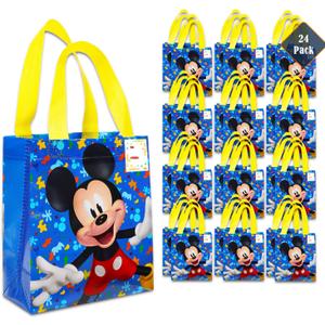 Mickey Mouse Party Favor Bags Set  24 Pack of 8" Mickey Mouse Party Goodie Bags for Kids Bulk Reusable Totes | Disney Birthday Party Supplies