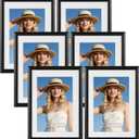Edenseelake 5x7 Picture Frame Set of 6, Display 4x6 Picture with Mat or 5x7 Without Mat, Black Photo Frame for Wall Hanging or Tabletop