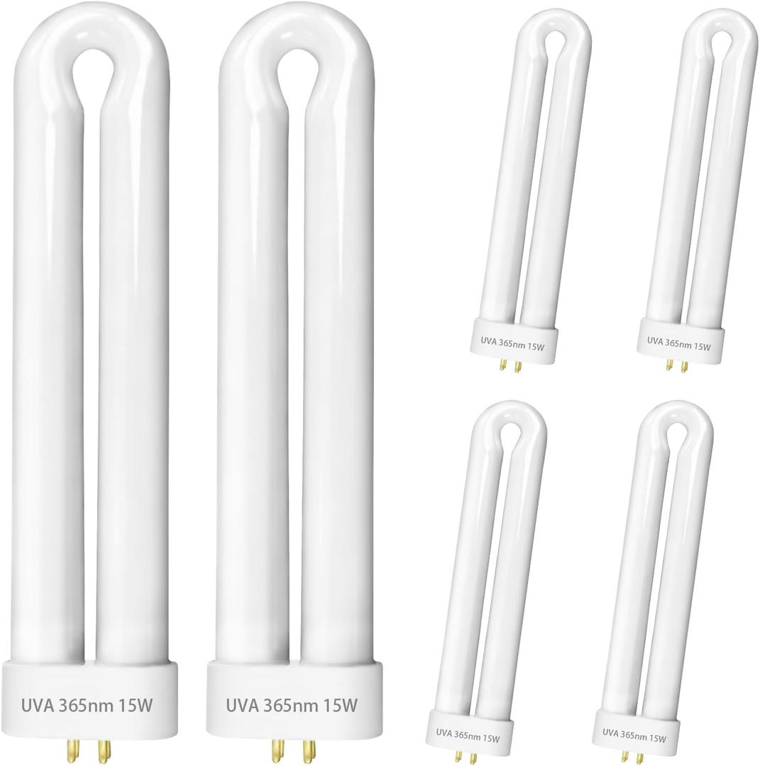 6 Pcs 15W 4-Pin Zapper Light Bulb Compatible with Black Flag BZ-15 BB-15WHT | Compatible with Flowtron BK-15D Hemiua T6, T8, T9 Stinger B1515 FP15 UV15 TZ15, Most 15W U-Shaped Replacement Bulb