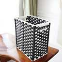 Fozxsvg Hand-Woven Wastebasket, Decorative Trash Can, Wicker Garbage Can, Tall Narrow Basket, Trash Bin for Office, Bathroom, Bedroom, Kitchen (Black & White, 3.5 Gallon)