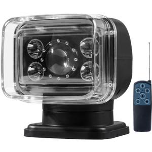 Remote Control LED Search Light,70W 6800lm LED Spotlight for Marine Offroad Pickup Hunting Go Outdoor,6 Inch,360 Rotating,12V 24V Spot Light,1 Strong Magnets