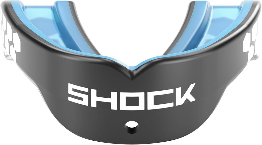 Shock Doctor Mouth Guard Football, Sports Mouth Guard with Convertible Helmet Strap (Adult, Carbon)