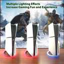 RGB Vertical Stand for PS5/PS5 Slim/PS5 Pro Console Compatible with PS5/PS5 Slim/PS5 Pro Disc and Digital Edition, LED RGB Base Stand with 14 Light Modes (Black)