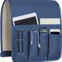 NB Sofa Armrest Organize remote holder bedside caddy organizer with 5 pocketsnon-slip couch remote control holder couch armchair caddy accessories (Blue, 35"x12.4")