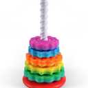 LiKee Portable Fidget Spinning Stacking Toys for Baby 18+ Months, Toddlers 1-3, Kids, Adult, Rainbow Tower Montessori Toys for Travel, Autism Sensory Learning Toy and Stress Relief