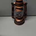 Vintage LED Hurricane Lantern, Warm White Battery Operated, Antique Metal Hanging Lantern with Dimmer Switch, 15 LEDs, 150 Lumen for Indoor or Outdoor Use (Copper)