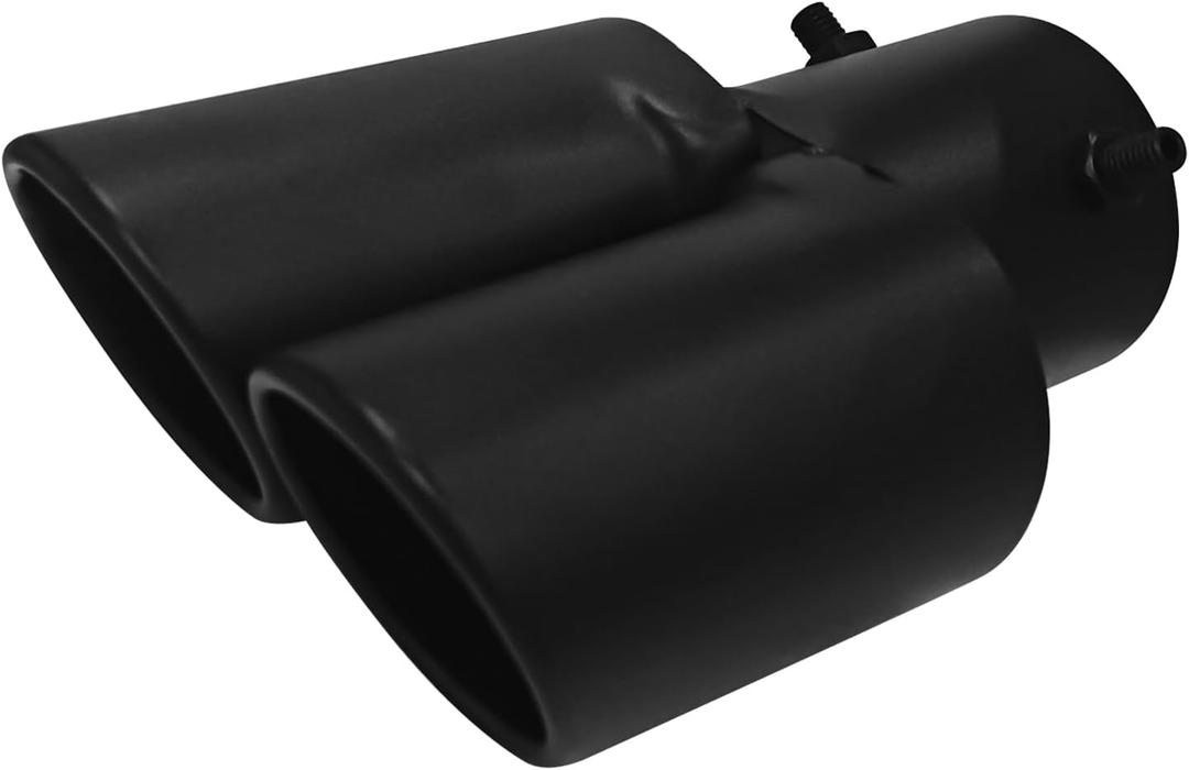 Dual Exhaust Tip 2.5" Inlet, Escapes Deportivos Para Carro, Car Exhaust Tip Pipe Double Outlet Straight Muffler Tailpipe Tips with Screw, Bolt-on Exhausts Pipe Modification Accessories(Black)