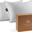 Pacific Coast Bed Pillow, Luxury Hotel Goose Feather and Down Firm Pillow for Sleeping with 100% Cotton Shell, Medium-Firm, King (Pack of 2)