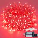 MYGOTO 33FT 100 LED Red Valentine Lights, Connectable Red Christmas String Light Waterproof, 8 Modes Clear Wire Twinkle Lights Outdoor Plug in for Valentine's Day, Wedding, Party, Christmas Decoration