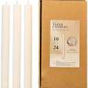 CW Studio 0.78x10 Inch Unscented Ribbed Taper Candles – Elegant Fluted Design, 11-Hour Burn, Dripless, Perfect for Home Decor, Weddings, Events & Dinners (12, White)