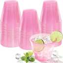 50 Pack Plastic Cups 9 oz Pink Clear Plastic Cups for Cocktail Fancy Disposable Cup for Party Stemless Glasses for Wedding Thanksgiving Christmas Party Graduation