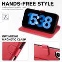 TUCCH Wallet Case for iPhone 17 (6.3-Inch) 2025, RFID Blocking 4 Card Slots | Kickstand | Magnetic Closure | PU Leather | Shockproof TPU Shell | Protective Flip Folio Cover | Red