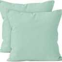 Encasa XO Throw Pillow Covers 18x18 in Set of 2 Mint Green | No Inserts | Cotton Pillow Covers for Living Room, Bed, Sofa, Couch | Decorative Cushion Covers with Improved Zippers