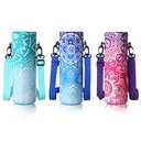 CHENGU 3 Pack 25 oz Neoprene Water Bottle Carrier Bag with Adjustable Shoulder Strap Water Bottle Holders for Adults Sports Gym Hiking Camping Walking(Mandala Style)